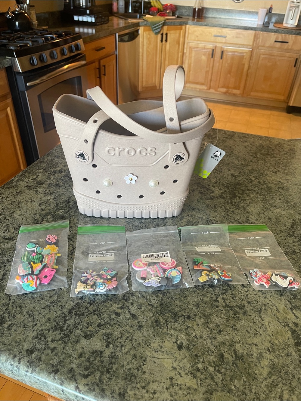 CROCS Light Gray Bubble Tote with Charm Holes